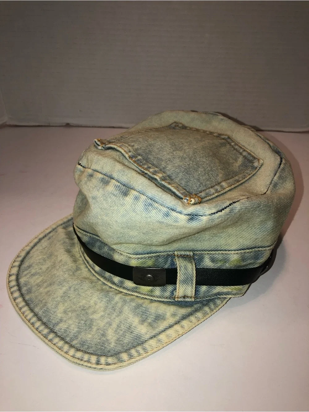 New Free People Washed Denim Jean Pocket Cadet Hat Cap